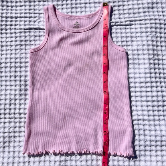 Pink Ribbed Tank Top with Ruffled Edge - Picture 5 of 6